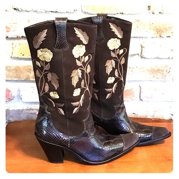 ANTONIO MELANI Shoes - ANTONIO MELANI Cowboy Embroidered Suede “JUSTINE”